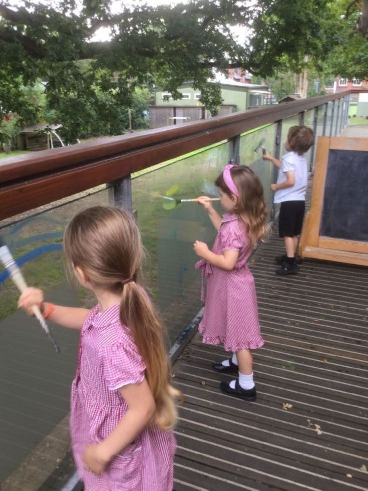  Children painting outside